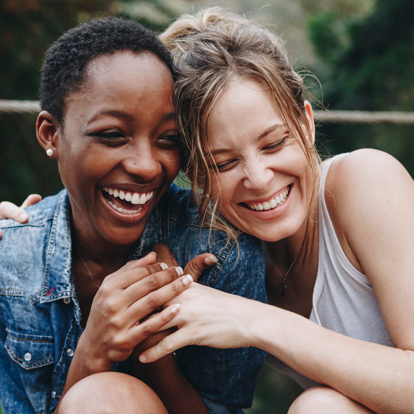 young friends laughing