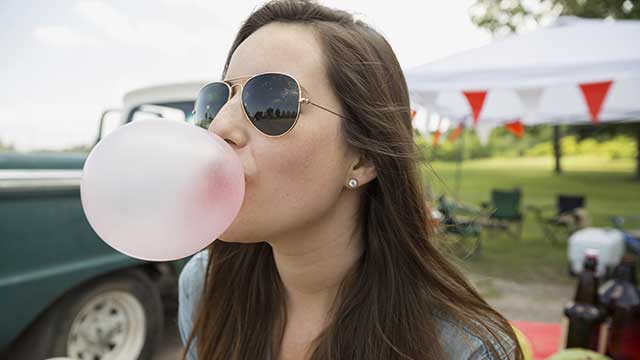 Girl eating gum