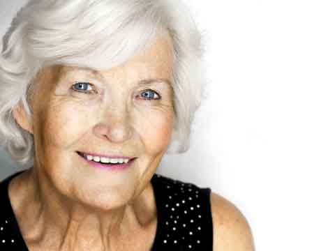 Senior age women with grey hairs