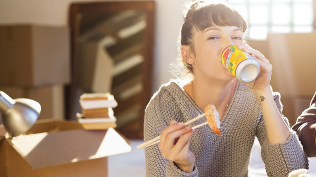 Girl drinking soft drink