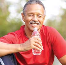 Man holding water bottle