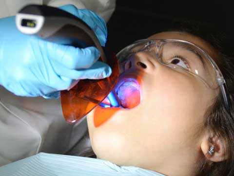 Small boy at dentist's chair