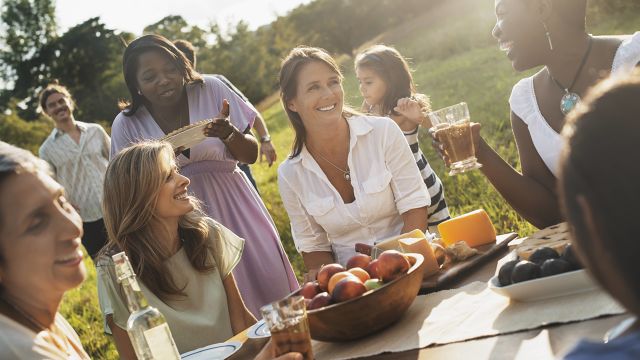 Party dinning table with group of people